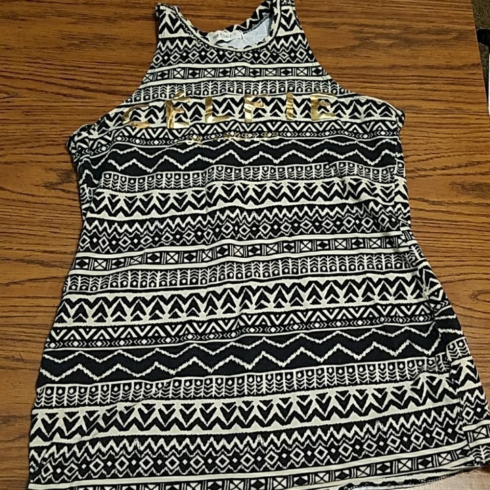 Four Girlz Tribal Print Gold Printed Celfie Tank